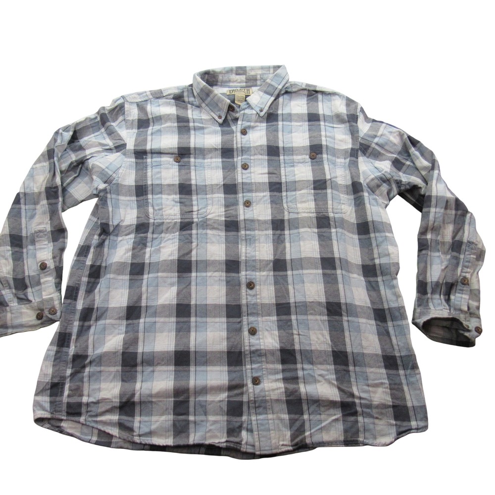 Duluth Trading Co Mens 2X Tall‎ Plaid Long Sleeve Button Up Shirt Cotton